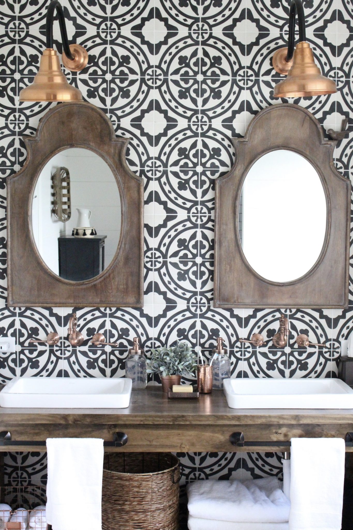 Adding patterned tile to your bathroom completely changes the style