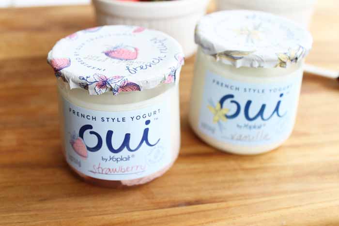 oui yogurt with glass containers