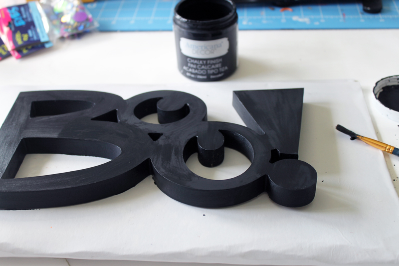 Black chalk painted on letter decor