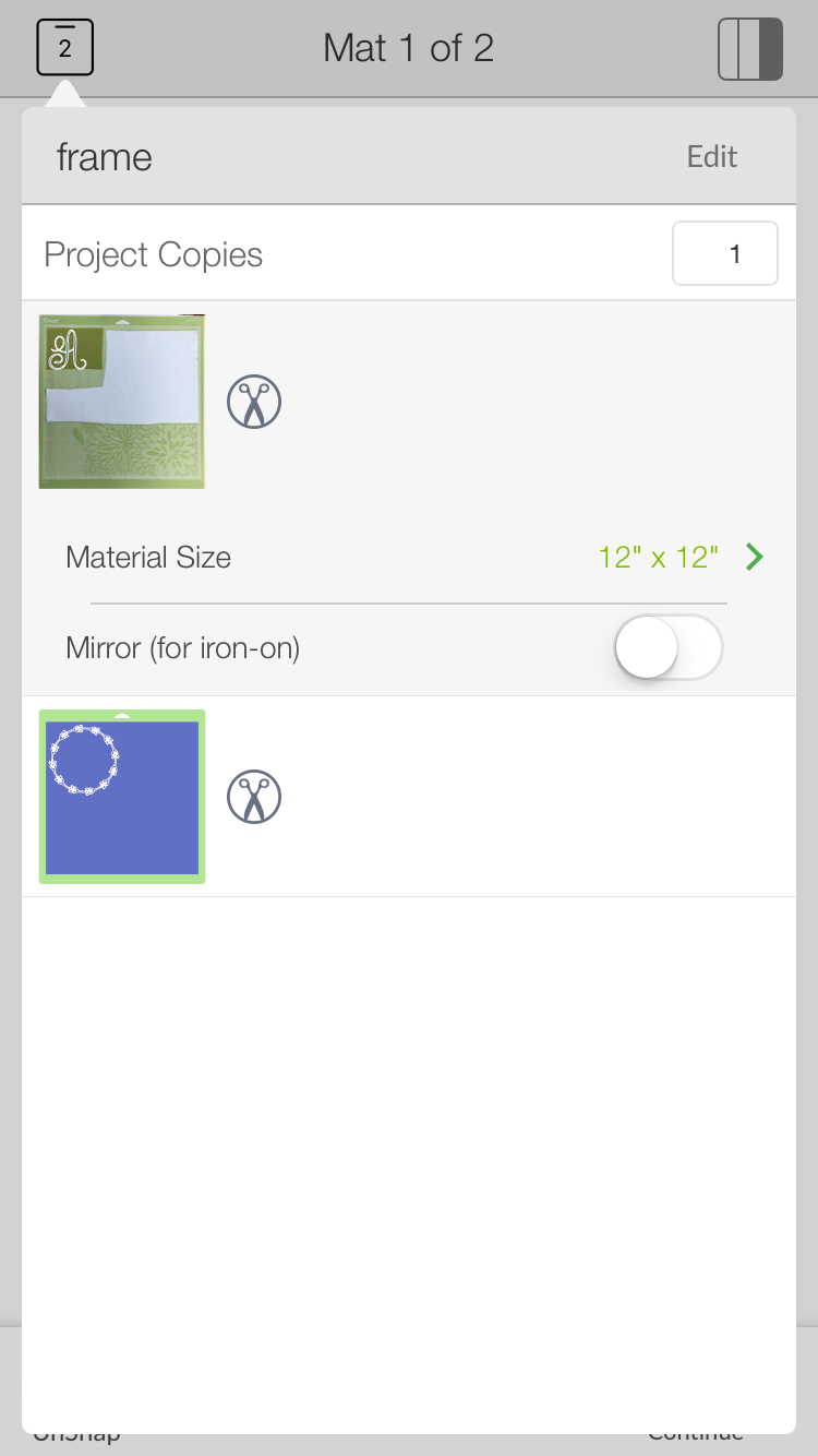 Graphical user interface for Cricut