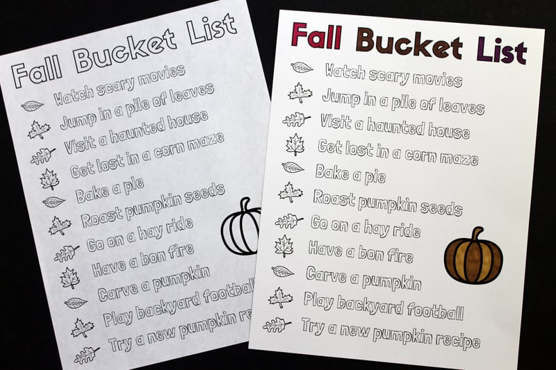 printable list of things to do in the fall