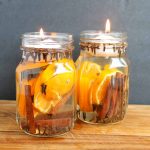 tea lights in glass jar candles with orange and cinnamon