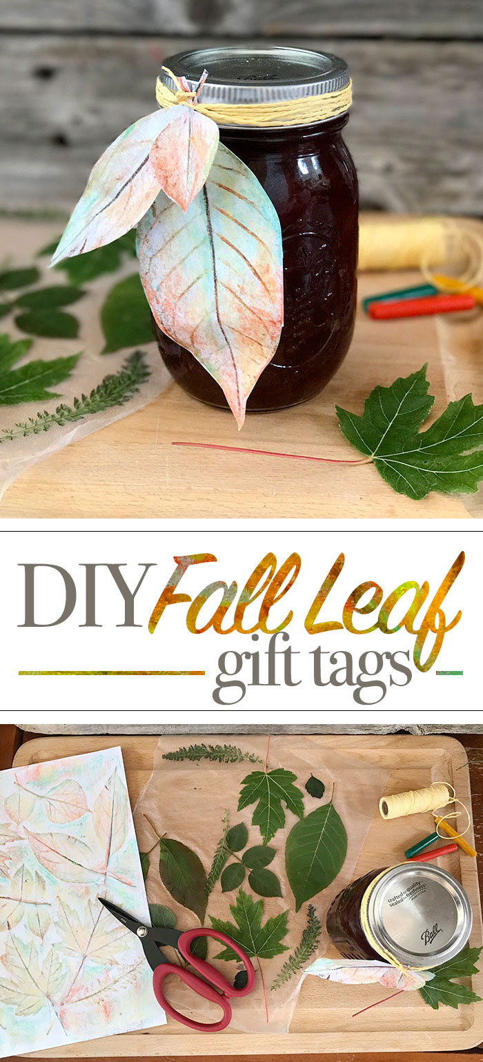 text overlay of diy fall leaf gift tags