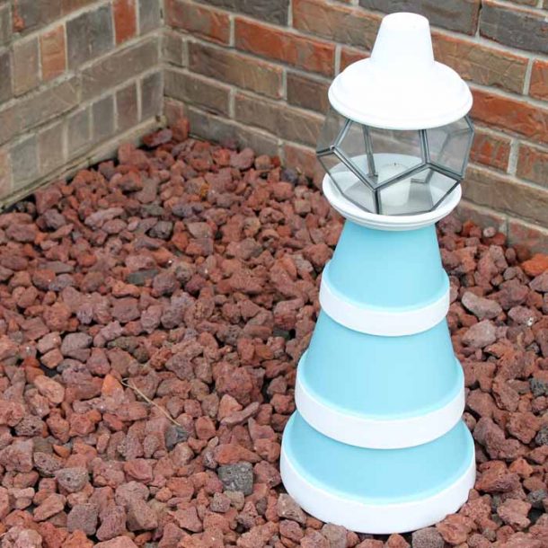 DIY Flower Pot Lighthouse Angie Holden The Country Chic Cottage