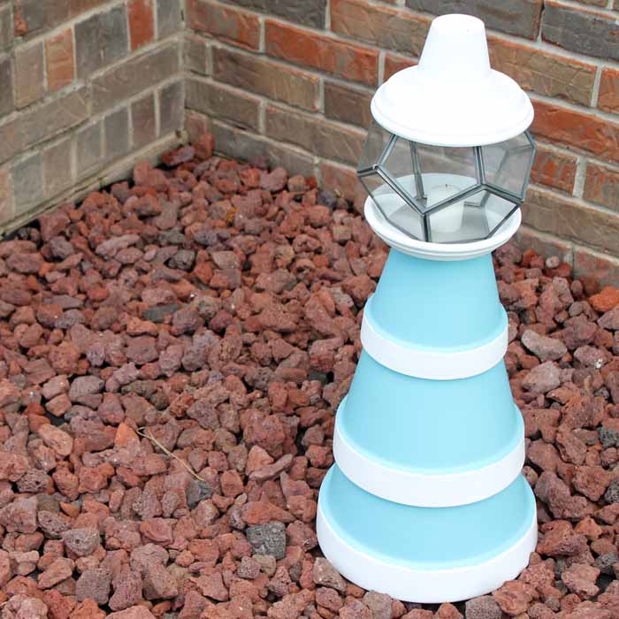 Front view of flower pot lighthouse