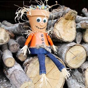 Make this Halloween candy bowl this year! A fun clay pot scarecrow to hold your candy this fall!