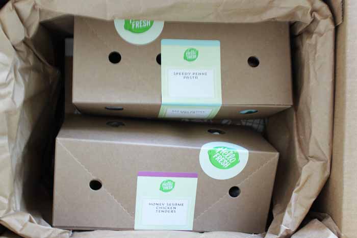 Stacked Hello Fresh Meal Boxes