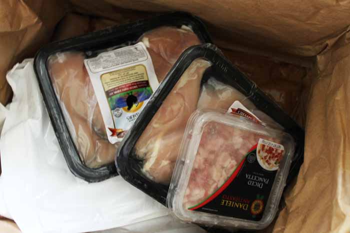 packaged meats from a home delivery company