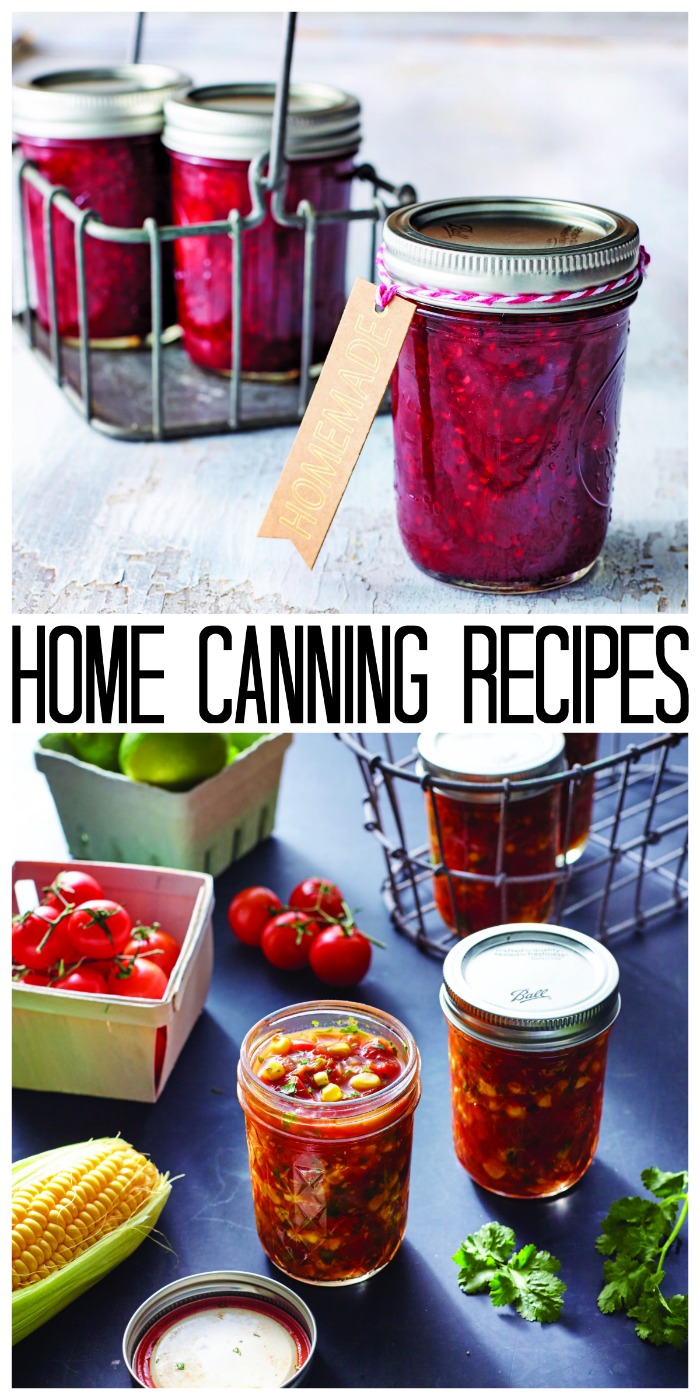 A table topped with canning supplies and fresh fruit