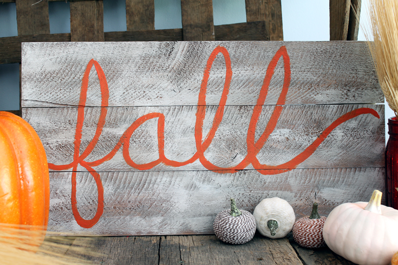 DIY fall sign closeup