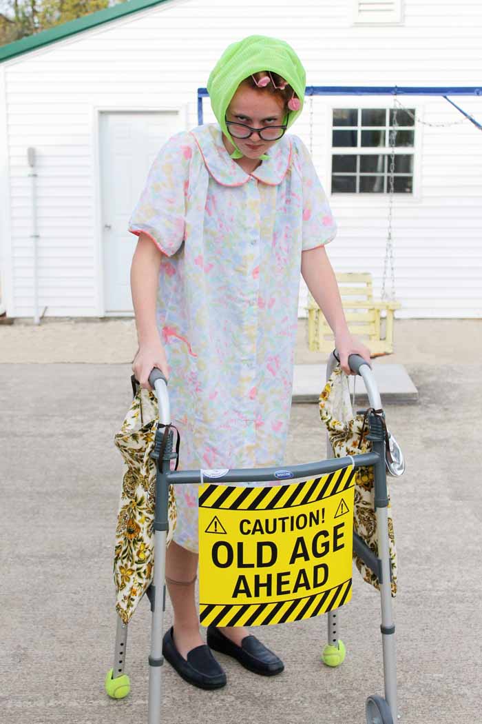 grandma Halloween costume from the thriftstore