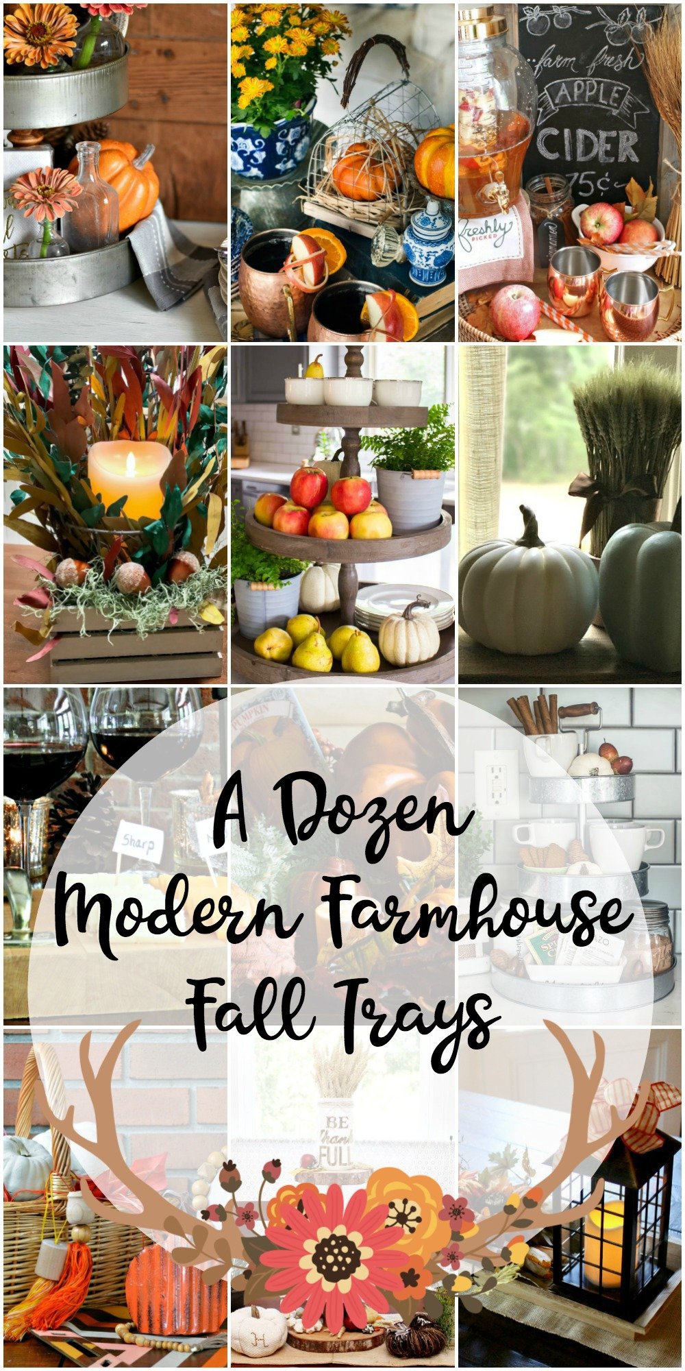 collage of farmhouse fall trays