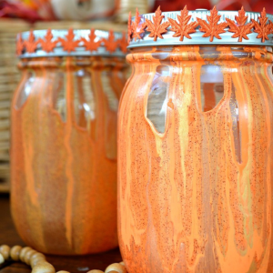 Paint Pour Mason Jars For Fall by Mad in Crafts