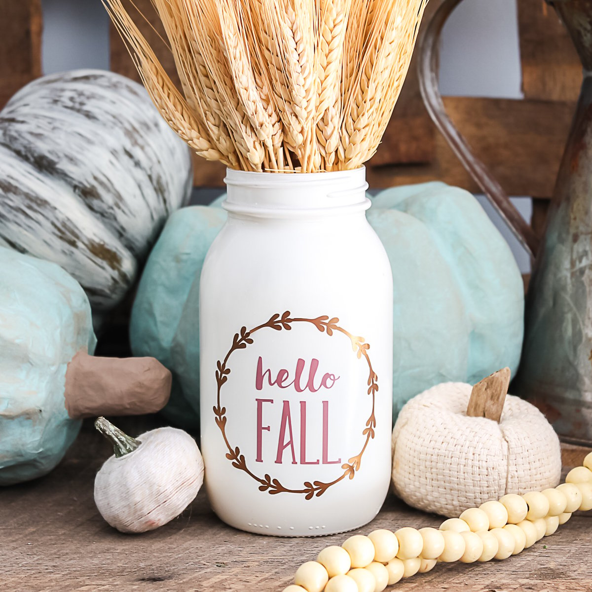 hello fall mason jar