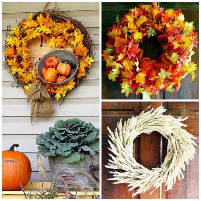 collage of fall wreath pictures