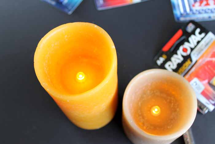 lit warm led candles