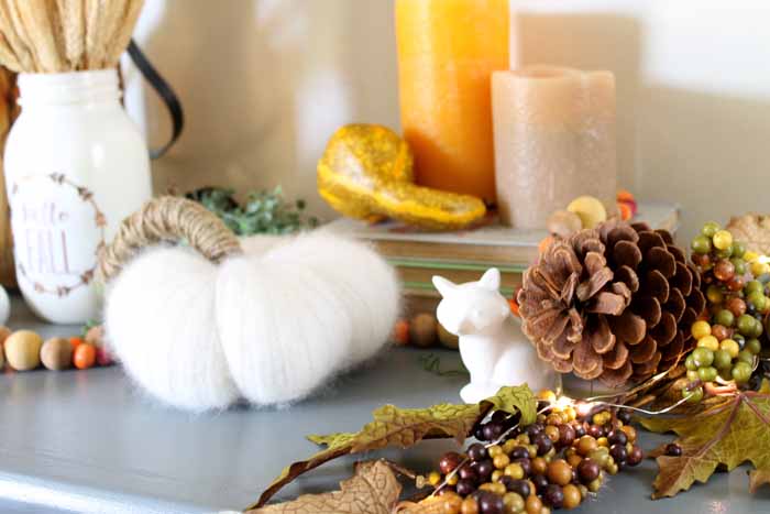 fuzzy white pumpkin on a blue table 