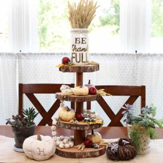 Decorate a three tier stand for fall in farmhouse style!