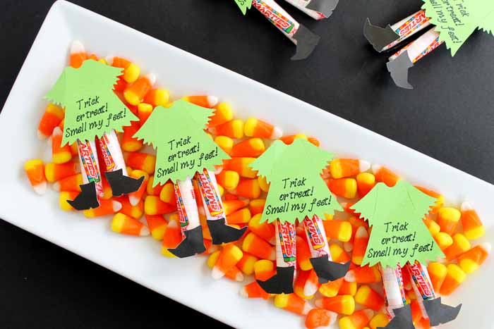 witch legs halloween candy idea