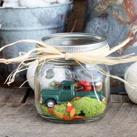 mason jar with green truck
