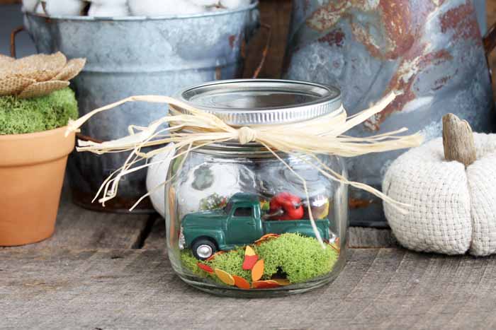 mason jar with green truck