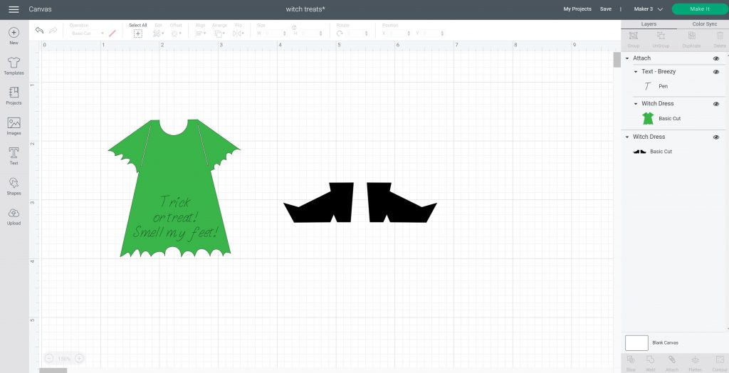 witch dress in cricut design space