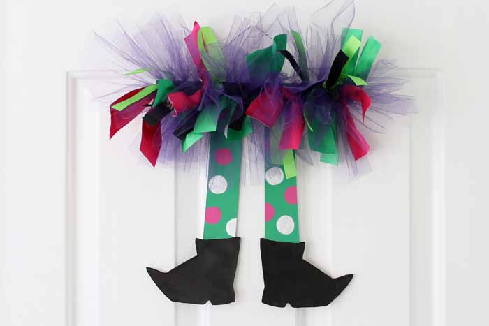 Finished Halloween witch legs for wreath