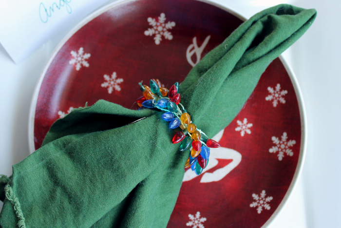 mini christmas lights napkin ring