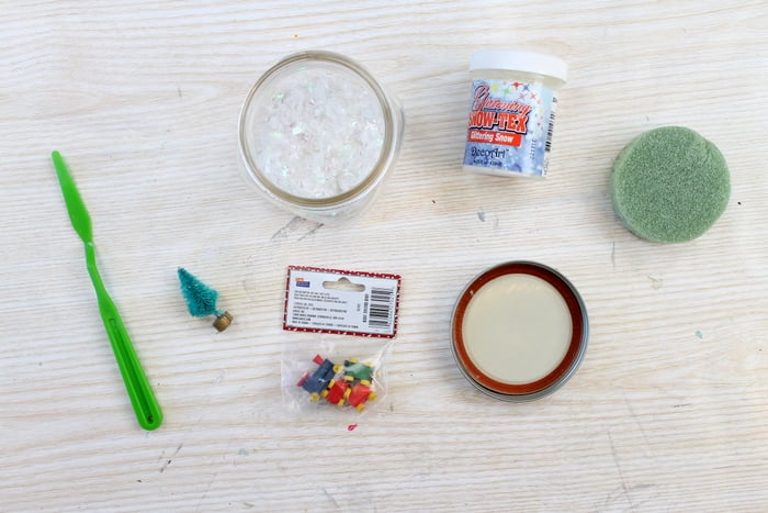 Supplies needed for DIY Christmas snow globe project