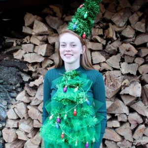 A Christmas sweater with lights complete with a hat! Love this for an ugly Christmas sweater party!