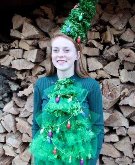 A Christmas sweater with lights complete with a hat! Love this for an ugly Christmas sweater party!