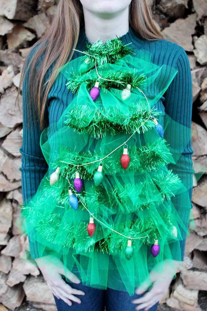 DIY Christmas tree ugly sweater 