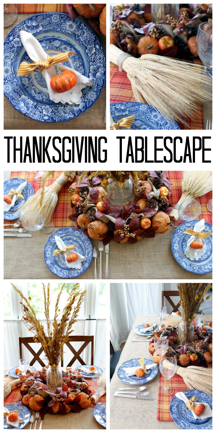 These DIY Thanksgiving decorations are perfect for your farmhouse style home! A great Thanksgiving tablescape with tons of ideas for you!