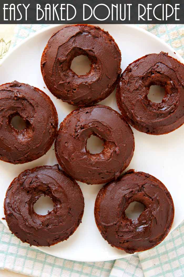 chocolate baked donuts on a white plate