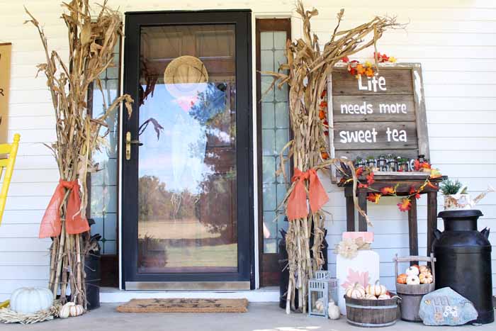 fall decor on porch