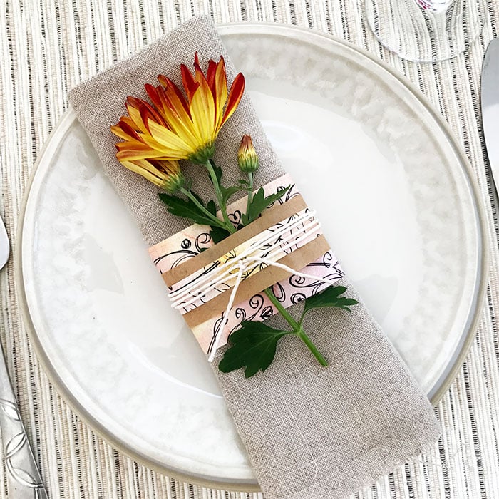 flower and paper napkin rings