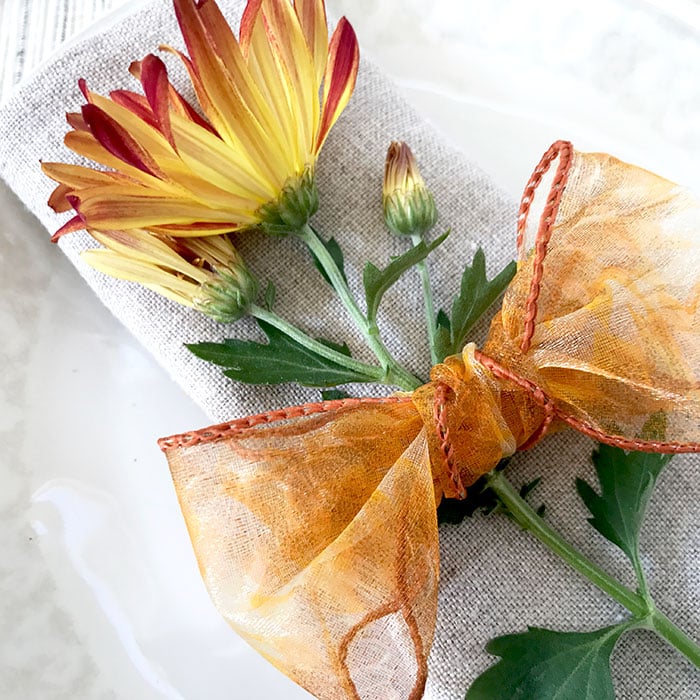 ribbon and floral napkin ring idea