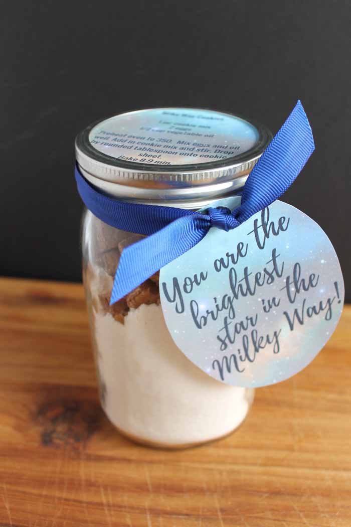 milky way paper gift tag on a jar