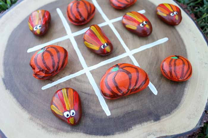 diy tic tac toe game for Thanksgiving