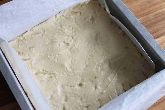 crust recipe in a pan with parchment paper