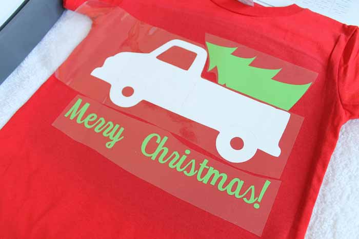 truck with a christmas tree htv t shirt