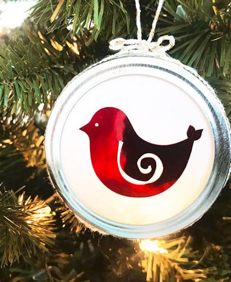 mason jar christmas bird ornament