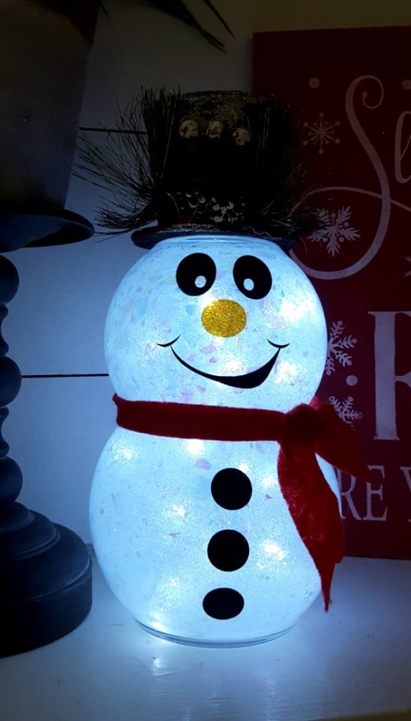 light up snowman made from glass globes
