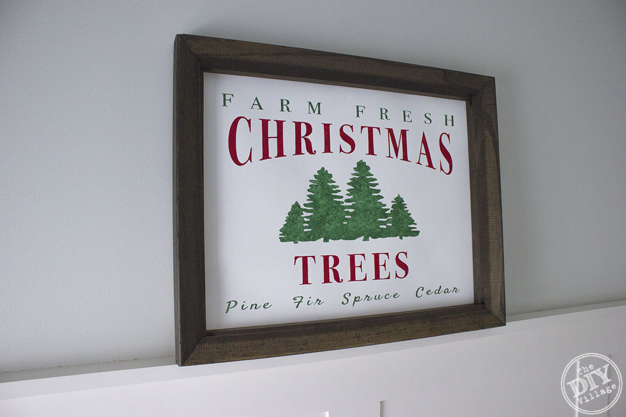 farm fresh christmas trees sign on wood