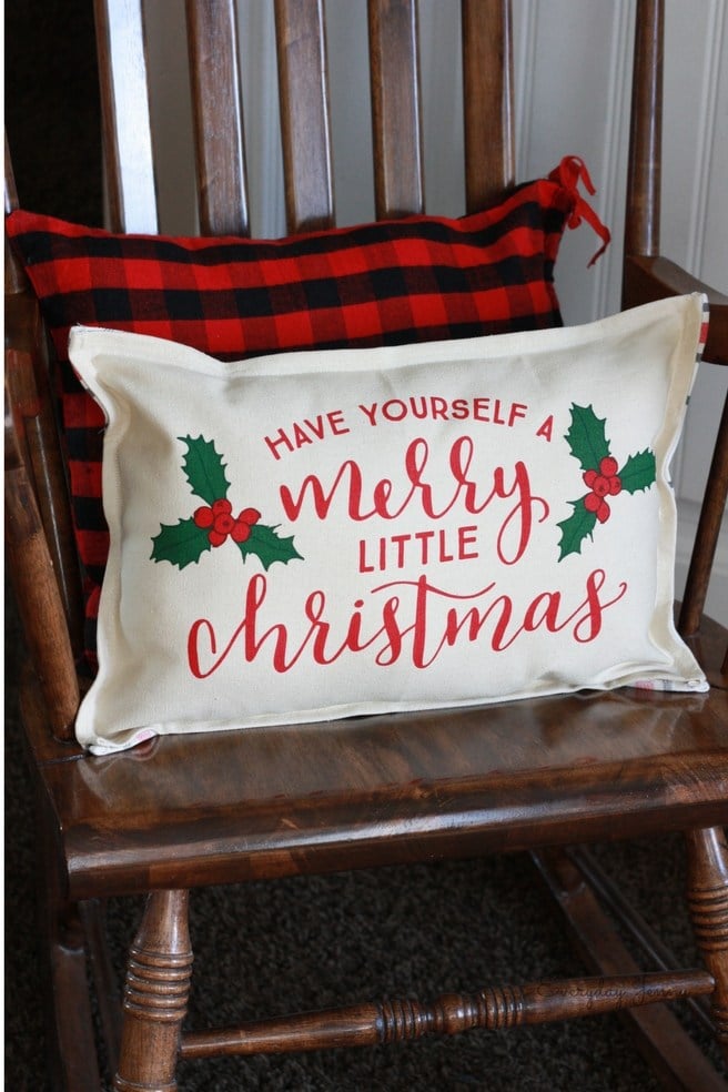 christmas pillow in a chair