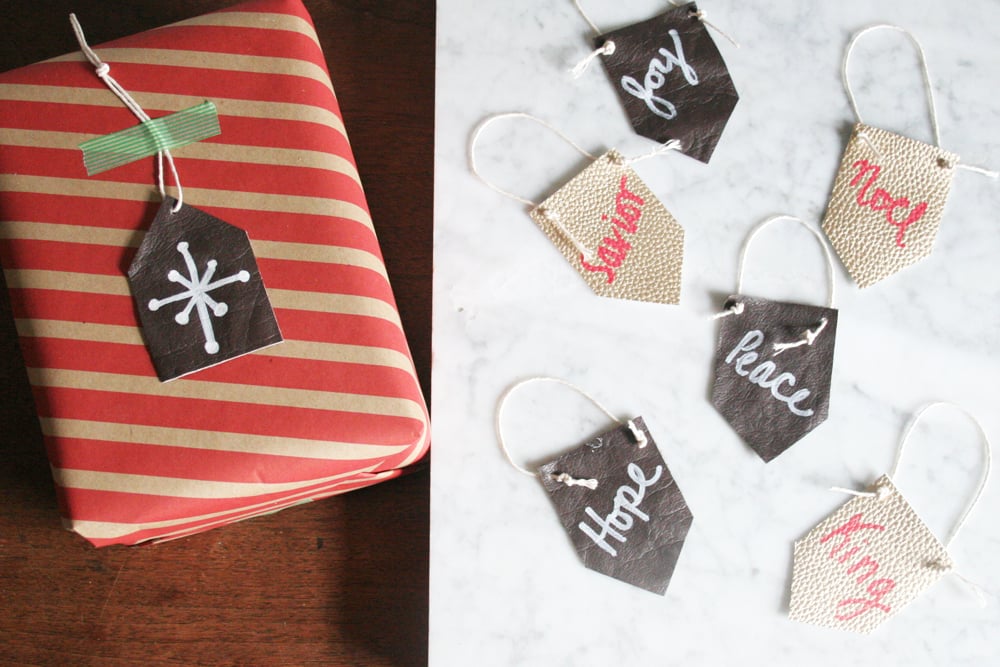 handmade gift tags on a table