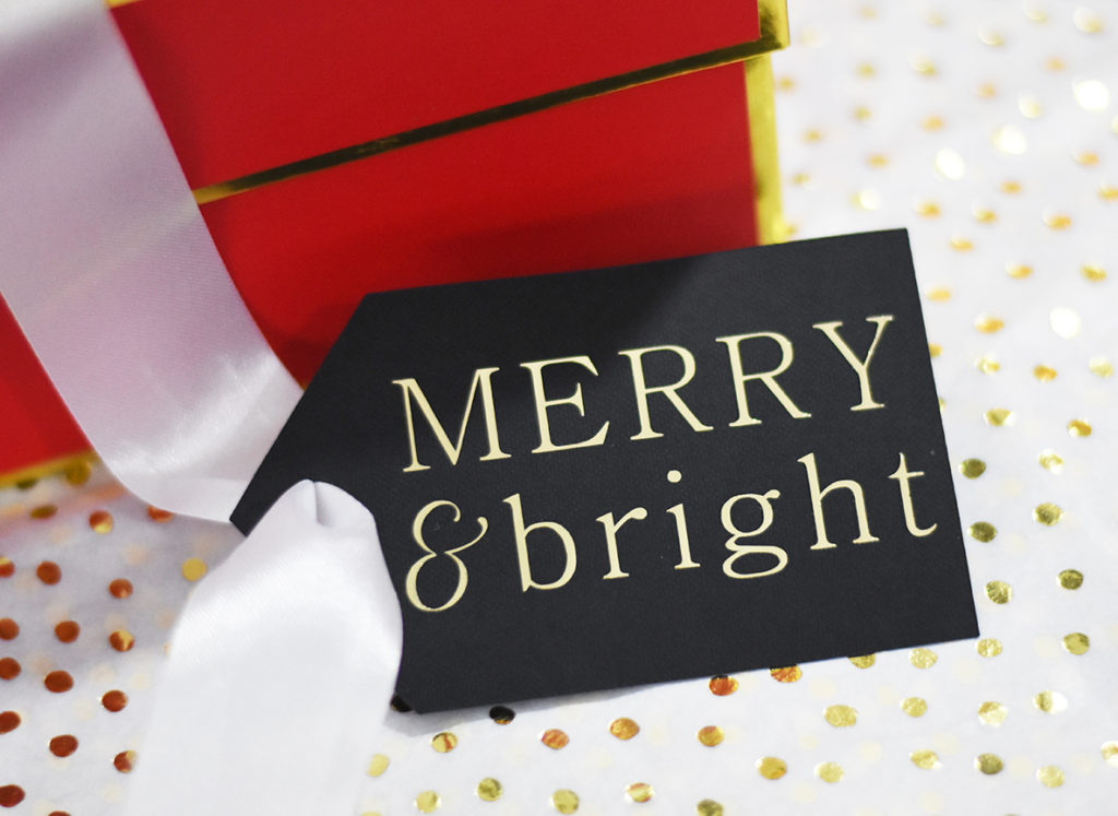 merry and bright tag from Pineapple Paper Company