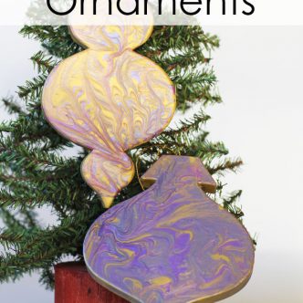marbled paint on christmas ornaments