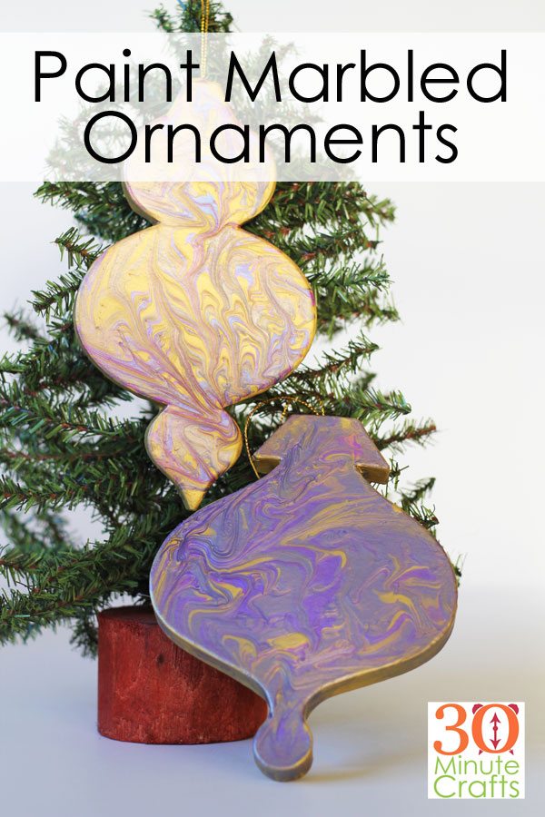 marbled paint on christmas ornaments