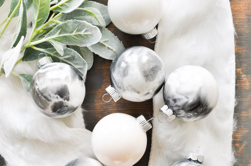 marbled ornaments on a table